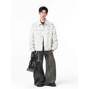 水洗牛仔外套男款春美式痞帅上衣服宽松休闲工装夹克JK1332-P98图片