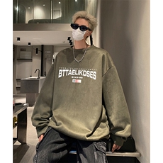 抖音得物供货提供视频秋冬重磅美式麂皮绒圆领卫衣JY392，男装卫衣，电商A486