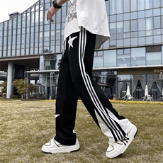 美式复古五角星刺绣直筒休闲裤宽松百搭长裤男CK102-P40，男装休闲裤，星座1109-3