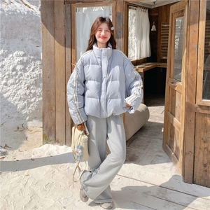 蓝色羽绒服短款女2025新款冬韩系小个子温柔风奶fufu白鸭绒外套图片