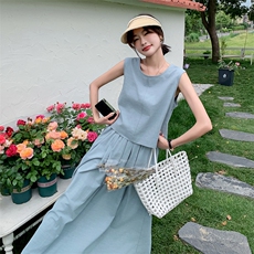 新款现货主推正反二穿棉麻套装9838-P125-K178，女装套装/套裙，2C129