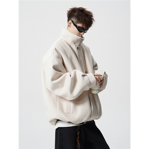 抽绳立领呢子羊羔绒内胆棉衣宽松加厚保暖抗寒棉服A170-N65-P125,姜黄色围巾如何搭配图片