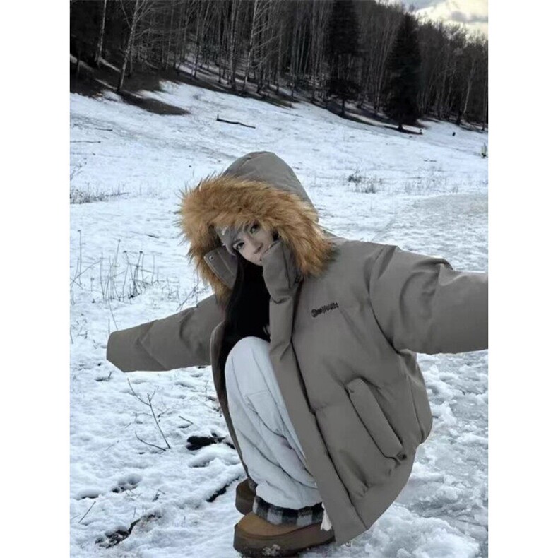 可拆卸毛领PU皮棉服男女款加厚美式立领短款棉衣不臃肿情侣面包服,男装棉衣,星座313A(原308A-2)