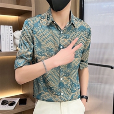 507A-CS536-P48夏季时尚男士花衬衣中袖七分袖衬衣，男装衬衫，星座507A（原星座306B-2）