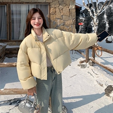 独特超好看黄色毛毛领短款羽绒服女冬2024新款高级感90白鸭绒外套，女装羽绒服，2C058