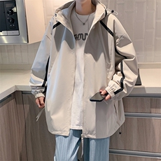 港风二开宽松冲锋衣工装夹克百搭落肩简约上衣外套JK743P70，男装夹克，星座1204-3
