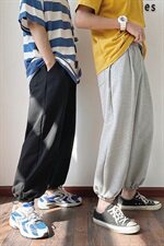 简约薄款时尚纯色休闲长裤男束脚直筒阔腿灯笼裤男DS752T，男装休闲裤，电商A102