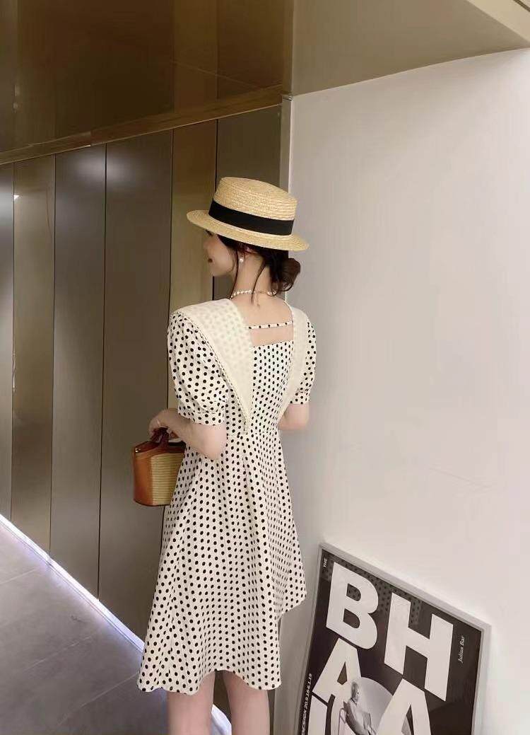 现货夏季新款波点连衣裙，女装连衣裙，依美依缘