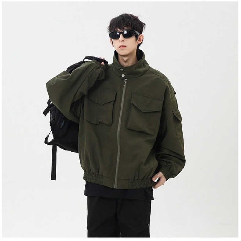 军绿色美式轻骑兵外套男款立领cleanfit飞行员正肩短款工装服夹克,男装夹克,星座813-2