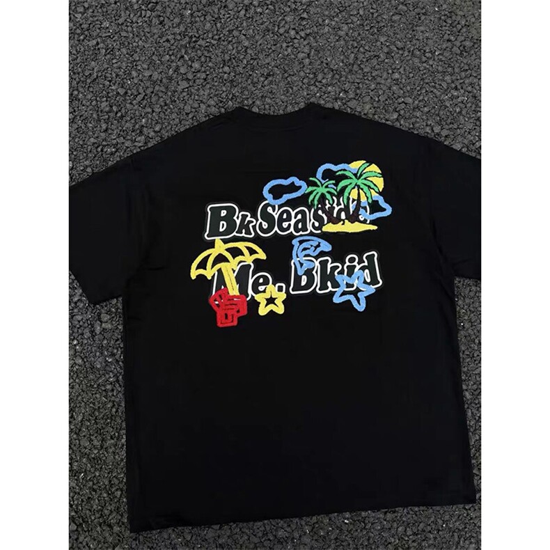 万针全刺绣工艺抖音得物高品质260克重磅纯棉双纱美式高街短袖T恤,男装T恤,电商A486