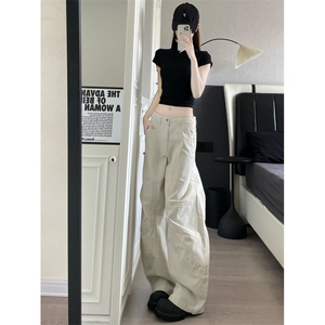 AK1846-P58美式宽松廓形高级感工装弯刀休闲裤图片