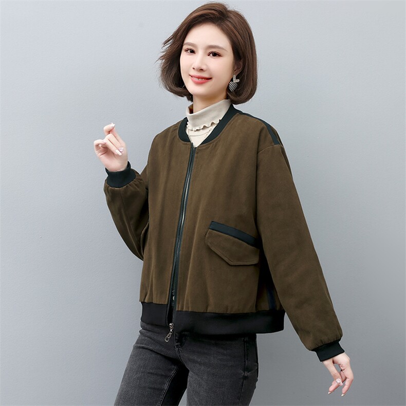 夹棉短外套女2022新款冬季加厚棒球服秋冬款妈妈夹克服,女装棉衣/棉服,忆绮罗