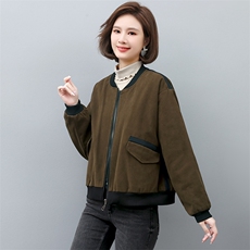 夹棉短外套女2022新款冬季加厚棒球服秋冬款妈妈夹克服，女装棉衣/棉服，忆绮罗
