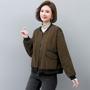 夹棉短外套女2022新款冬季加厚棒球服秋冬款妈妈夹克服图片