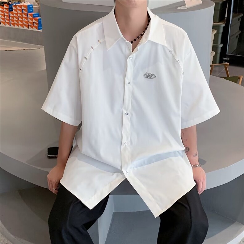 小众设计感衬衫男夏季新款潮牌ins高街短袖衬衣宽松CS40-P40,男装衬衫,星座1109-3