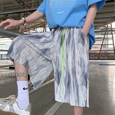 扎染设计感冰丝短裤休闲五分裤情侣夏季运动裤男8009-P40，男装休闲裤，电商A059