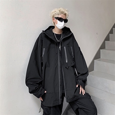 秋装拉链高街美式连帽夹克机能飞行服外套冲锋衣JK08532-P63，男装夹克，星座308B-1