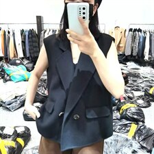 2021秋季新款纯色宽松休闲百搭百分百双面呢马甲，女装马甲，L·H·X
