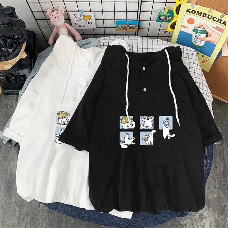 LD54097-P45连帽短袖t恤男大码胖子带帽五分袖中袖,男装T恤,电商A040