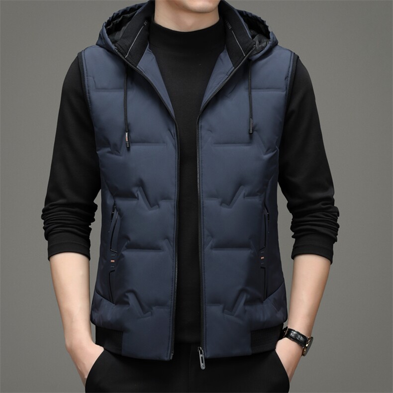 新款2023冬季商务休闲可脱卸帽羽绒服立领马甲外套男ZS22102-P190，男装背心/马甲，电商B212（原钱塘6029）