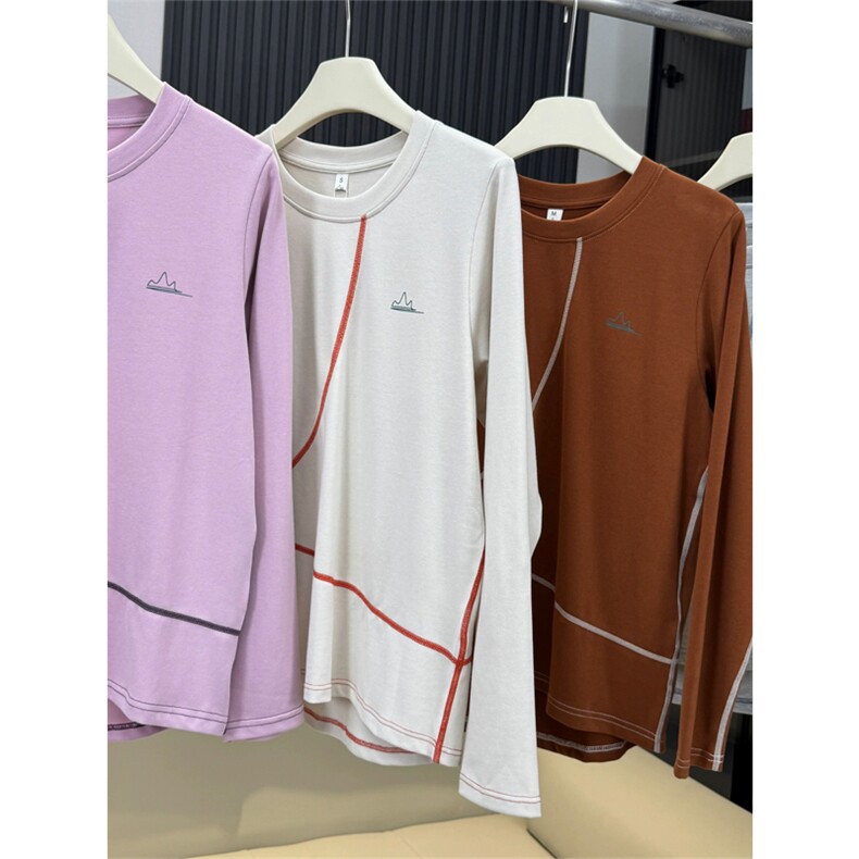 高品户外山系情侣哈苏分割明线印花休闲长袖T恤男女A1351-P58,男装T恤,星座1505