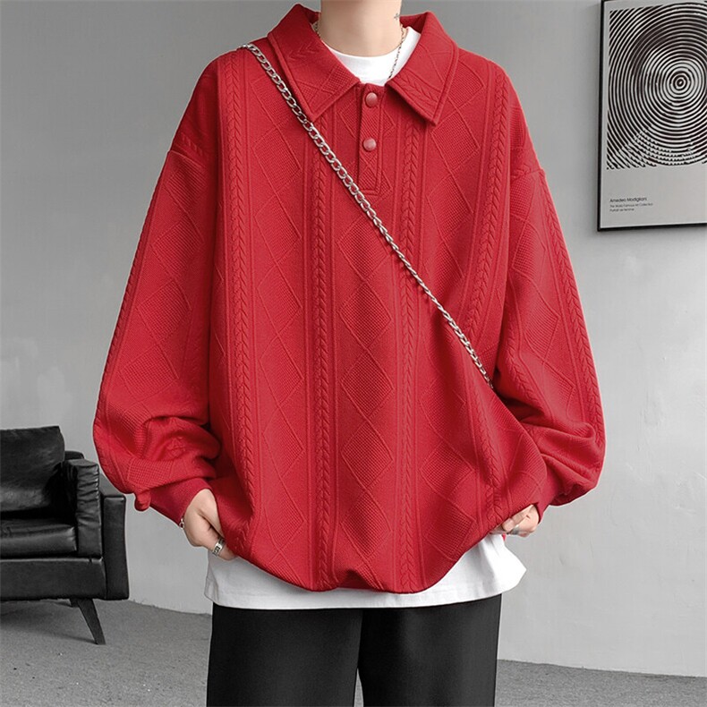 红新年战衣【现货】WY5501-P50控78春装大码套头卫衣POLO衫，男装卫衣，电商D232