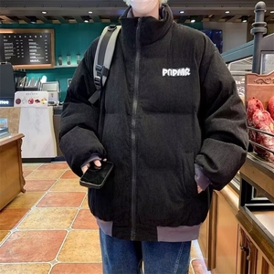美式灯芯绒棉袄男冬季加厚棉服复古宽松立领棉衣外套