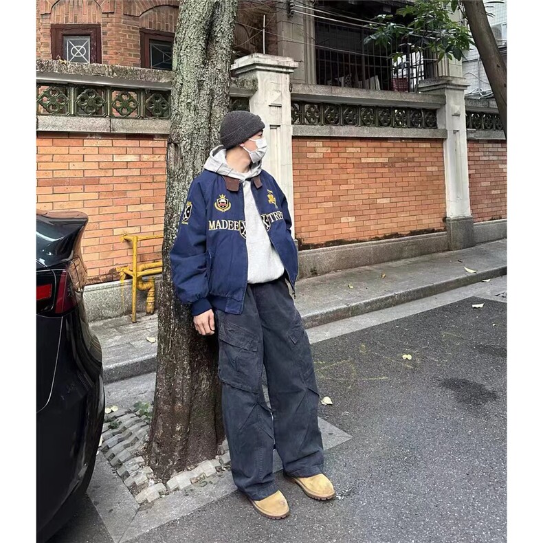 美式高街春秋新款帆布夹克外套男女潮流宽松百搭复古潮牌工装上衣,男装夹克,四季星座505