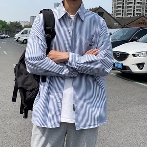 条纹衬衫长袖男春秋季款日系cityboy宽松休闲衬衣外套潮CS224-p30图片