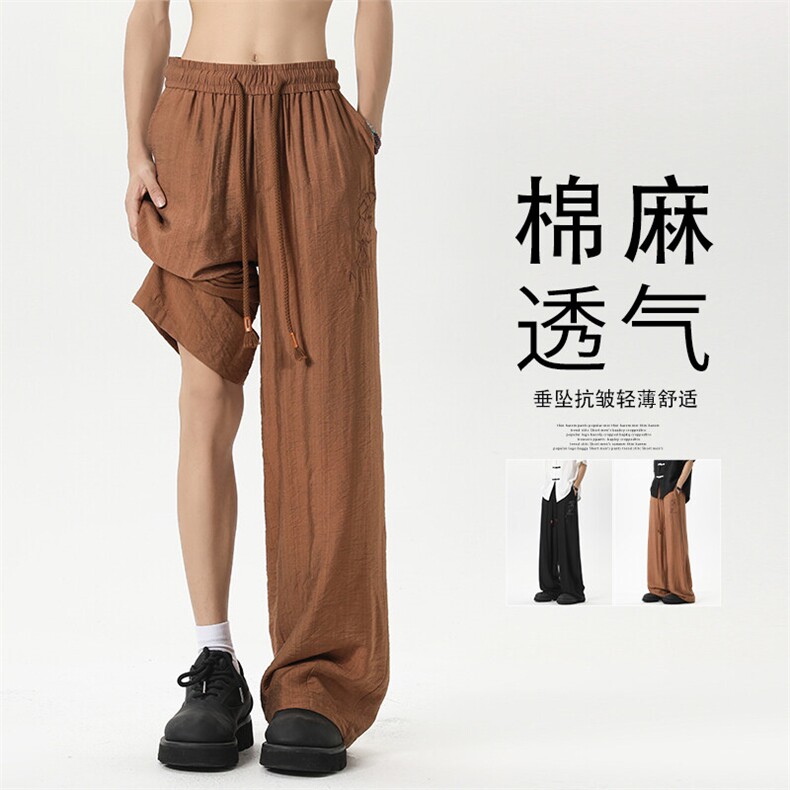 2025 夏季新款 无影墙新中式棉麻刺绣长裤M-5XL HK25412-特P30图片