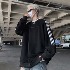 抖音得物供货提供视频秋冬重磅美式宽松织带圆领卫衣0308，男装卫衣，电商A486