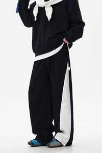 5XL-M潮流高级感披肩撞色拼接翻领百搭卫衣宽松弯刀长裤TZ113P118图片