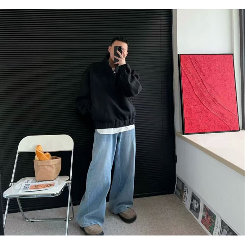 半拉链卫衣男2025新款运动套头上衣秋冬廓形宽松外套WB596-P47，女装短外套，星座412-3