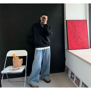 半拉链卫衣男2025新款运动套头上衣秋冬廓形宽松外套WB596-P47图片