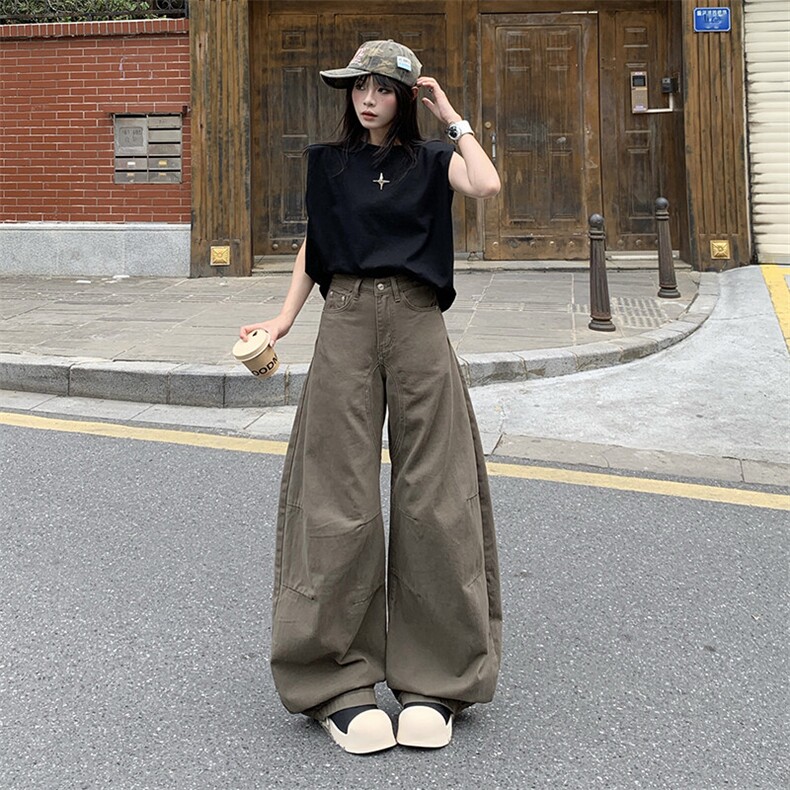弯刀阔腿牛仔裤男女2026夏季新款美式百搭镰刀直筒裤YD9001-P65图片