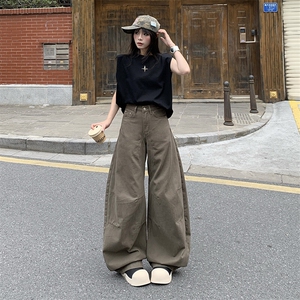 弯刀阔腿牛仔裤男女2026夏季新款美式百搭镰刀直筒裤YD9001-P65图片