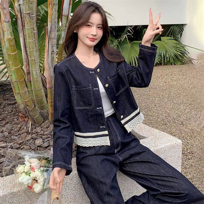 2025春新款优雅气质法式休闲长裤两件套装,女装套装/套裙,心心服饰