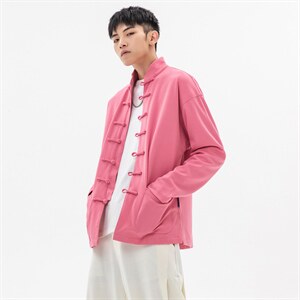 秋冬大码风针织加厚夹克外套立领盘扣情侣中性唐装 JK20/P135图片