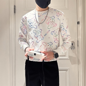 痞帅高级感印花卫衣圆领外套男社会小伙店主风301C-WY40-P58控78图片