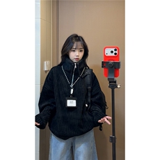 雪尼尔立领卫衣美式复古潮流打底设计重磅翻领外套卫衣常规P49，男装T恤，电商B319