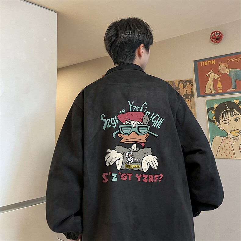 麂皮绒夹克男大码立领褂子外套JK85380-P68 加绒款-P78图片