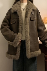 主推冬季新款座山雕皮毛一体/加厚宽松外套XZ102B-1M802-P195，女装短外套，星座102B-1