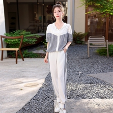 夏季休闲运动套装女2025年新款时尚显瘦防晒衣两件套洋气减龄气质，女装套装/套裙，艾尚靓装