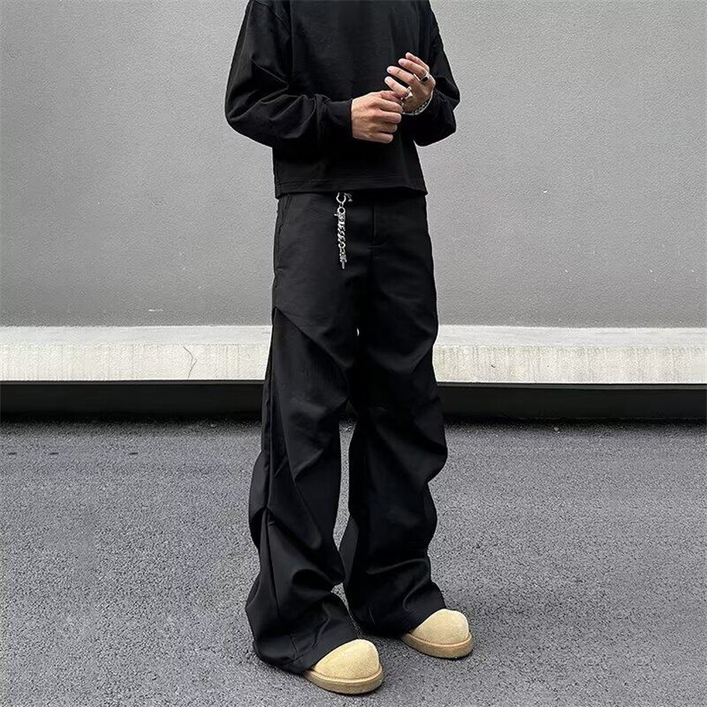 西裤工装男款褶皱宽松垂感微喇休闲百搭裤男休闲裤网图XKC96-p52,男装西裤,星座302B