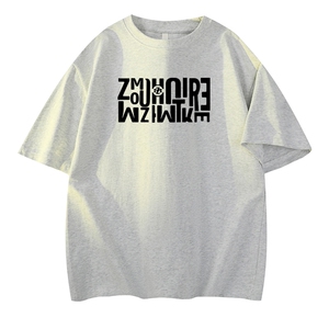 抖音得物 210克现货宽松纯棉美式潮牌印花落肩袖纯棉T恤AT21122图片