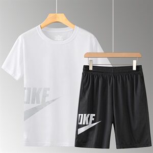 爆款低价跑量运动套装男夏季休闲套装宽松两件套T107-P18图片