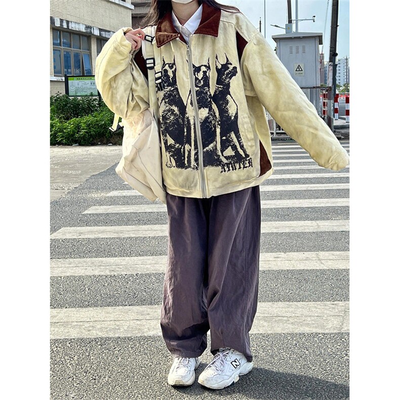 美式复古做旧废土风工装外套男款春秋宽松翻领棉服夹克JK612,男装夹克,星座1116A（原606A-3）