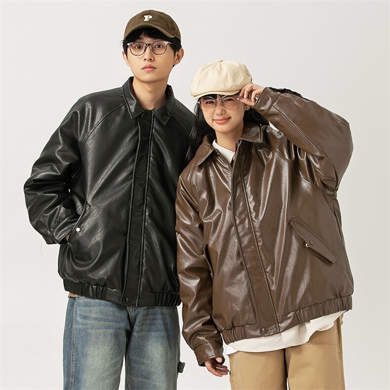 2026冬季新款男装日系潮牌纯色休闲皮衣棉服加厚外套MY382-F145,男装皮衣,电商A101（原外27）