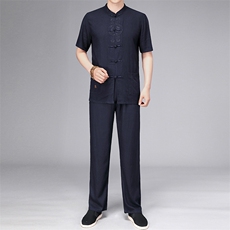 唐装太极服中式刺绣立领风短袖套装时尚爸爸装SF9780-P125，男装民族服装，星座1105-3