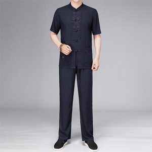 唐装太极服中式刺绣立领风短袖套装时尚爸爸装SF9780-P125图片
